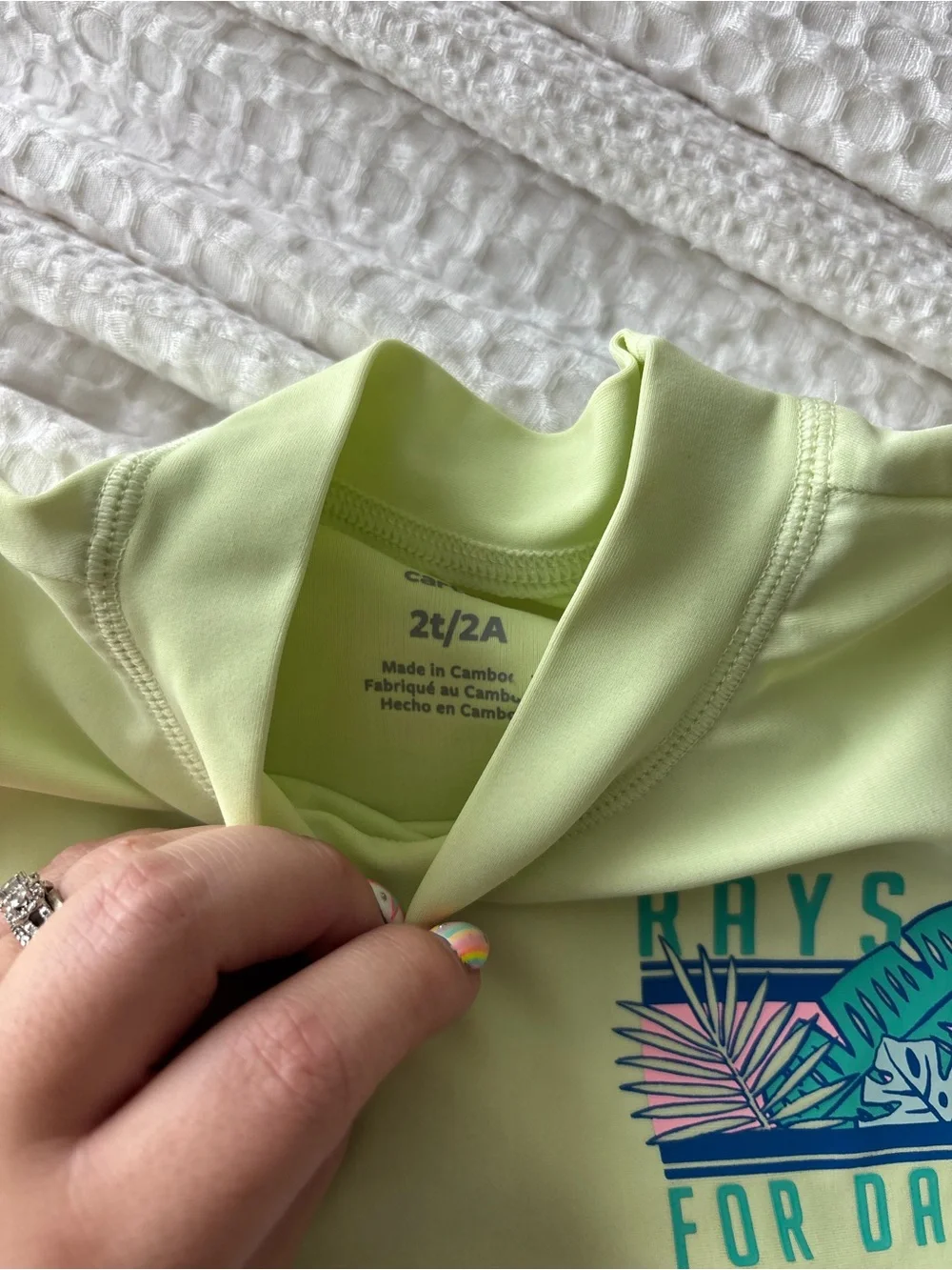Carter's Lime Green Rash Guard Top & Pink Tropical Shorts